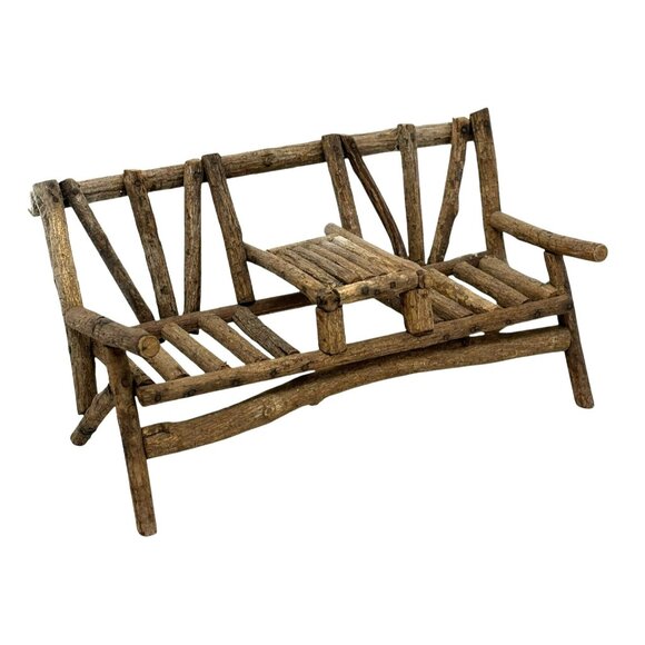 BOYDS BEARS COLLECTION Rustic Twig Bench Double Seat Vintage 90's Handmade - Picture 1 of 6